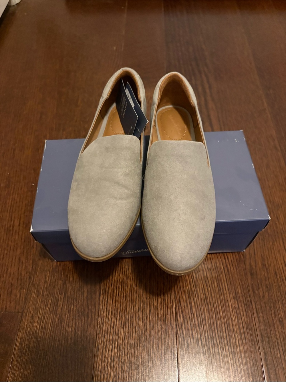 Universal Thread Women's Slip-On Suede Loafers in Light Gray